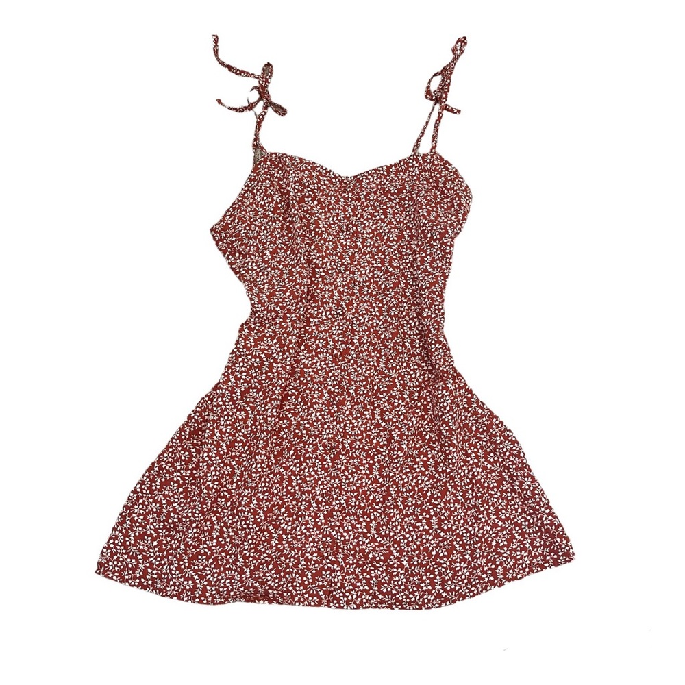 Red Floral Button Up Mini Dress